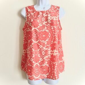 DALIA - Coral/ Cream Print Top / Size S